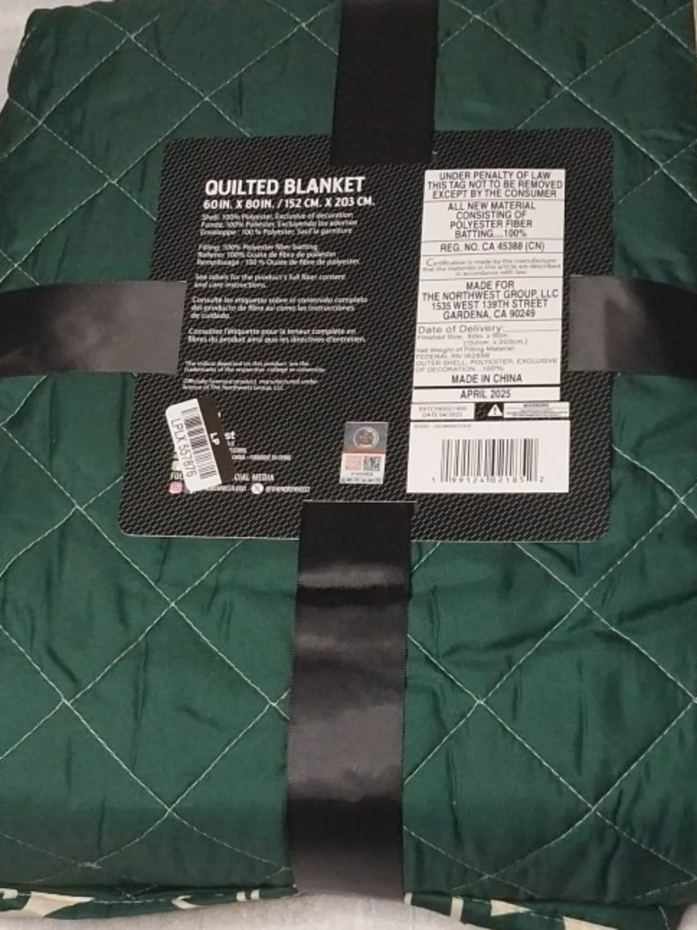 Quilted Blanket - Green/Cream Colorado State Rams 60x80